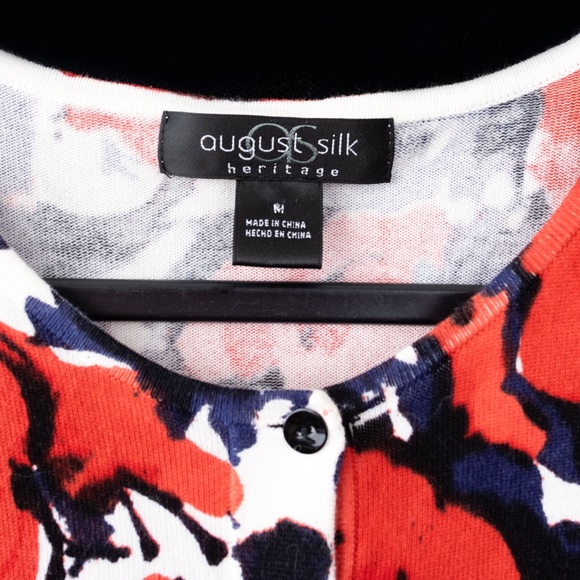 August Silk Colorful Cardigan Size M - Picture 2 of 4